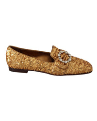 Dolce & Gabbana Women's Sequined Loafers with Crystal Buckle