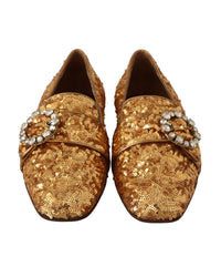 Dolce & Gabbana Women's Sequined Loafers with Crystal Buckle