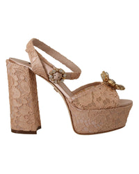 Dolce & Gabbana Lace Platform Sandals - Nude