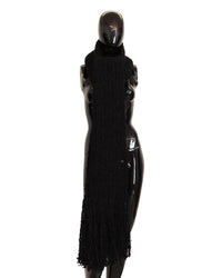 Dolce & Gabbana Wool Blend Knitted Wrap Shawl Black