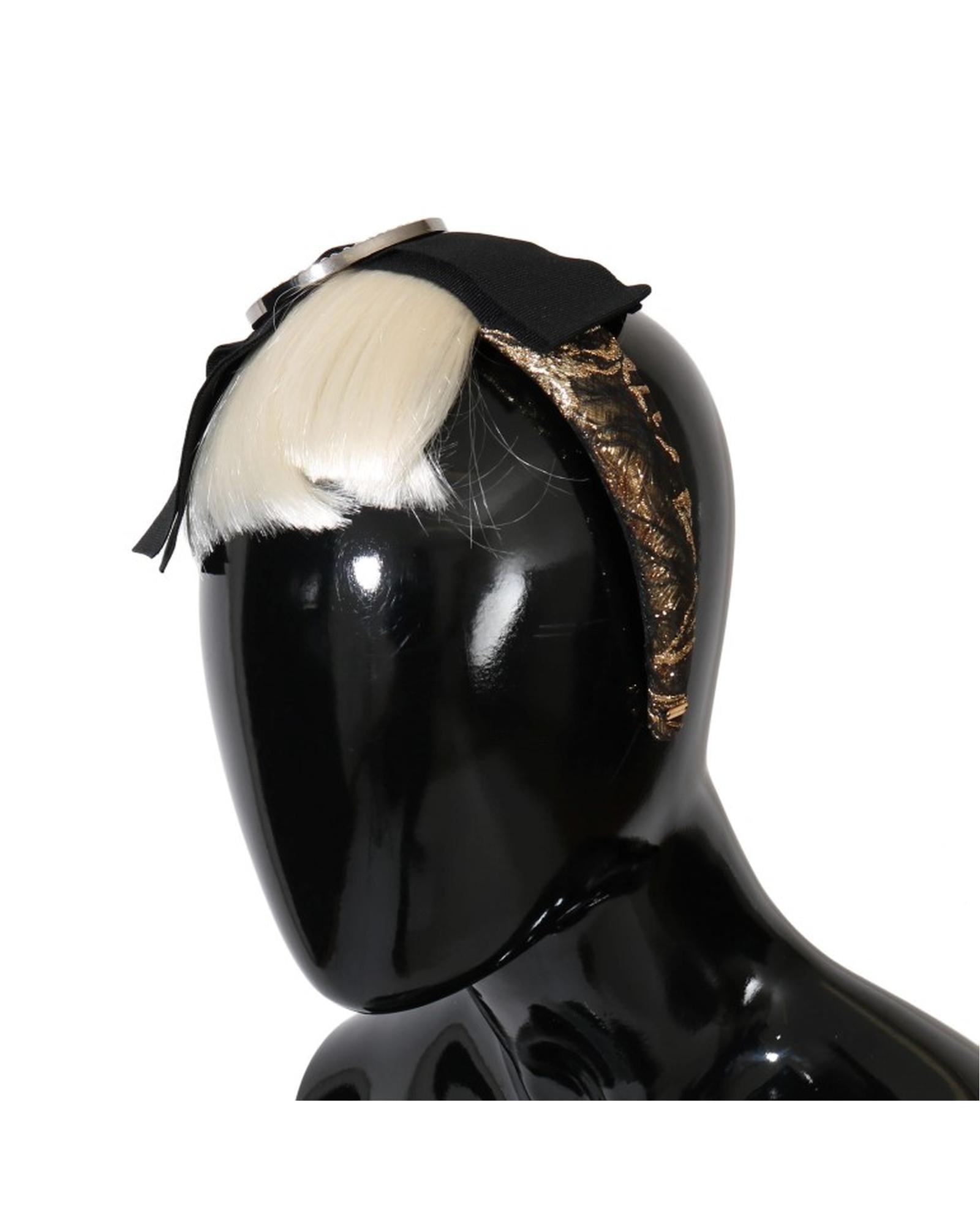 Dolce & Gabbana  Black and Gold Hair Bow Headband with Blonde Hair Piece
