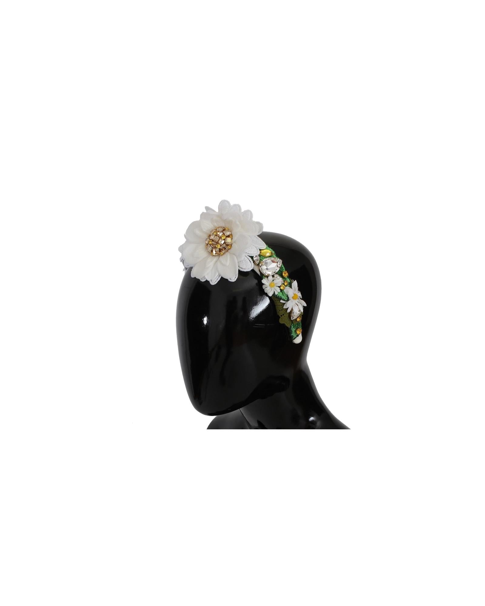 Dolce & Gabbana  White Floral Headband with Crystals