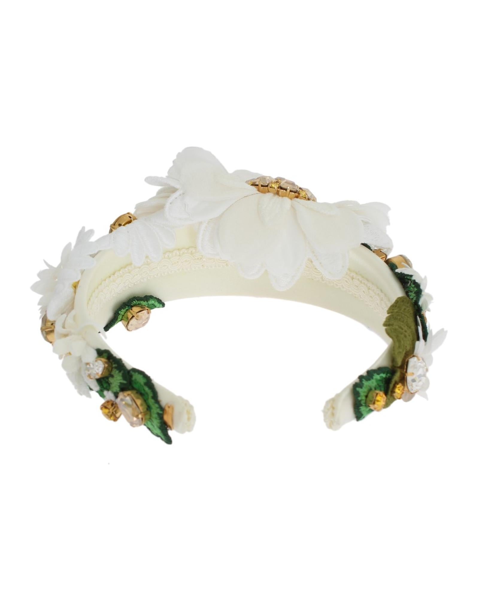 Dolce & Gabbana  White Floral Headband with Crystals