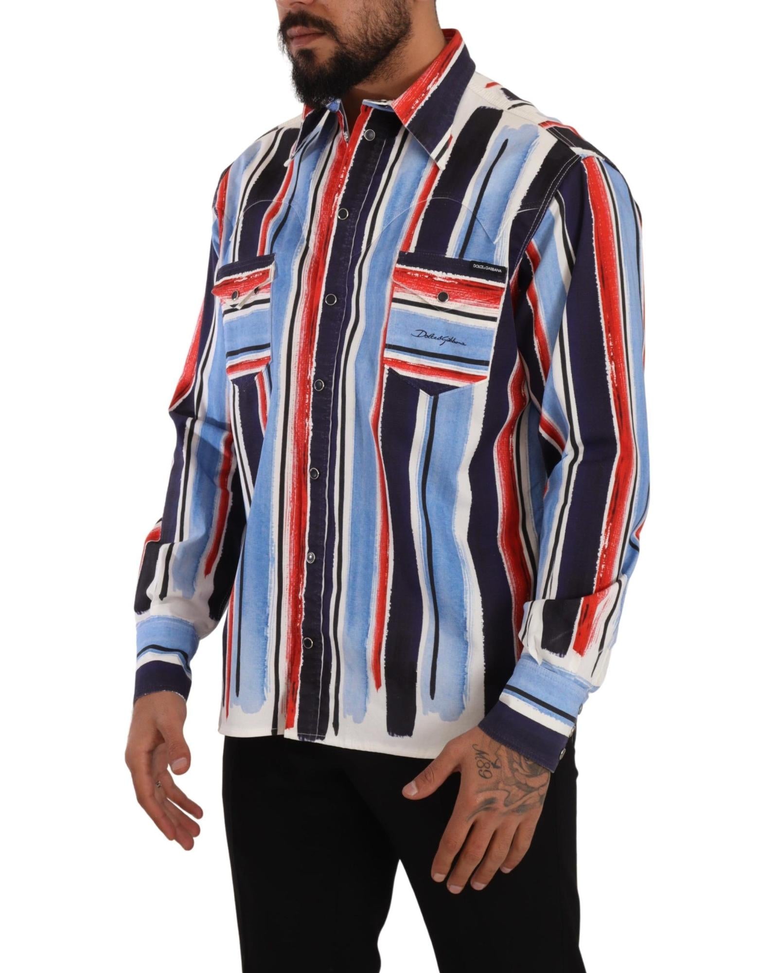 Dolce & Gabbana Mens Striped Cotton Shirt