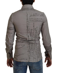 Dolce & Gabbana Signature Print Men's Dress Shirt - Grey
