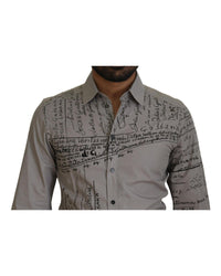 Dolce & Gabbana Signature Print Men's Dress Shirt - Grey
