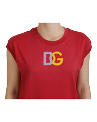 Dolce & Gabbana Women's Red Cotton TShirt with DG Logo