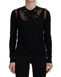 Dolce & Gabbana Women's Black Lace Trim Cardigan