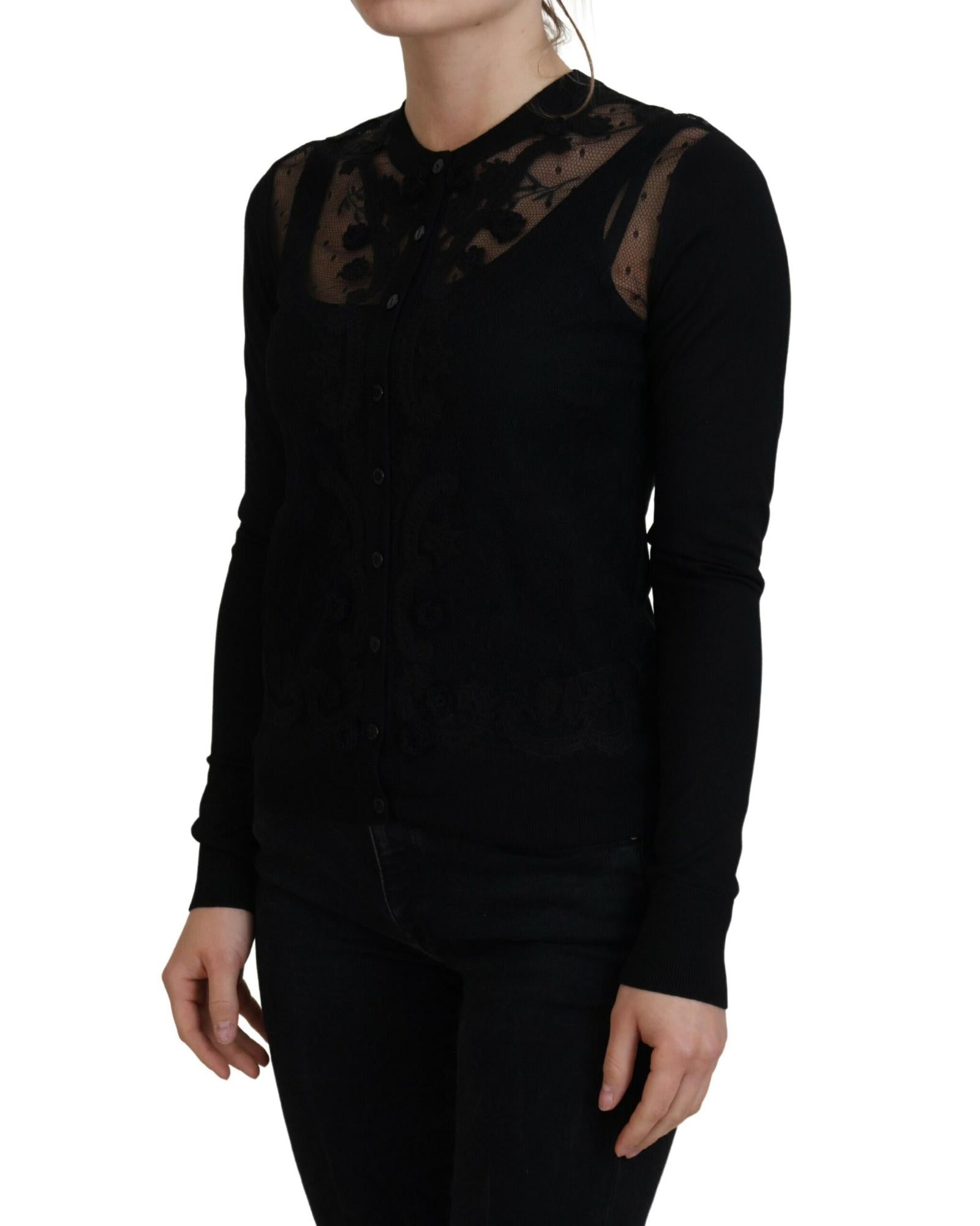 Dolce & Gabbana Women's Black Lace Trim Cardigan