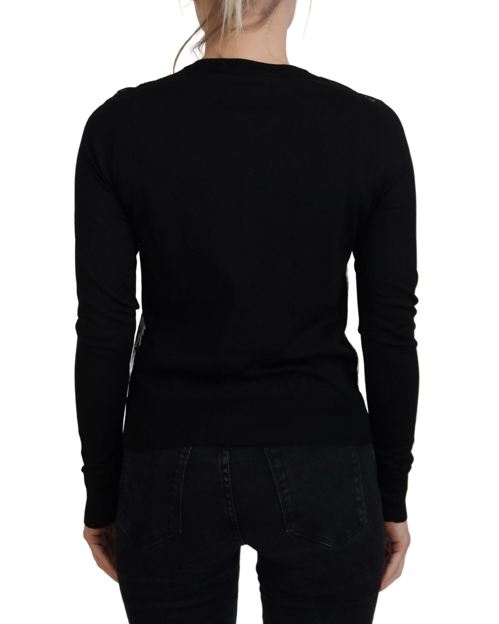 Dolce & Gabbana Women's Black Lace Trim Cardigan