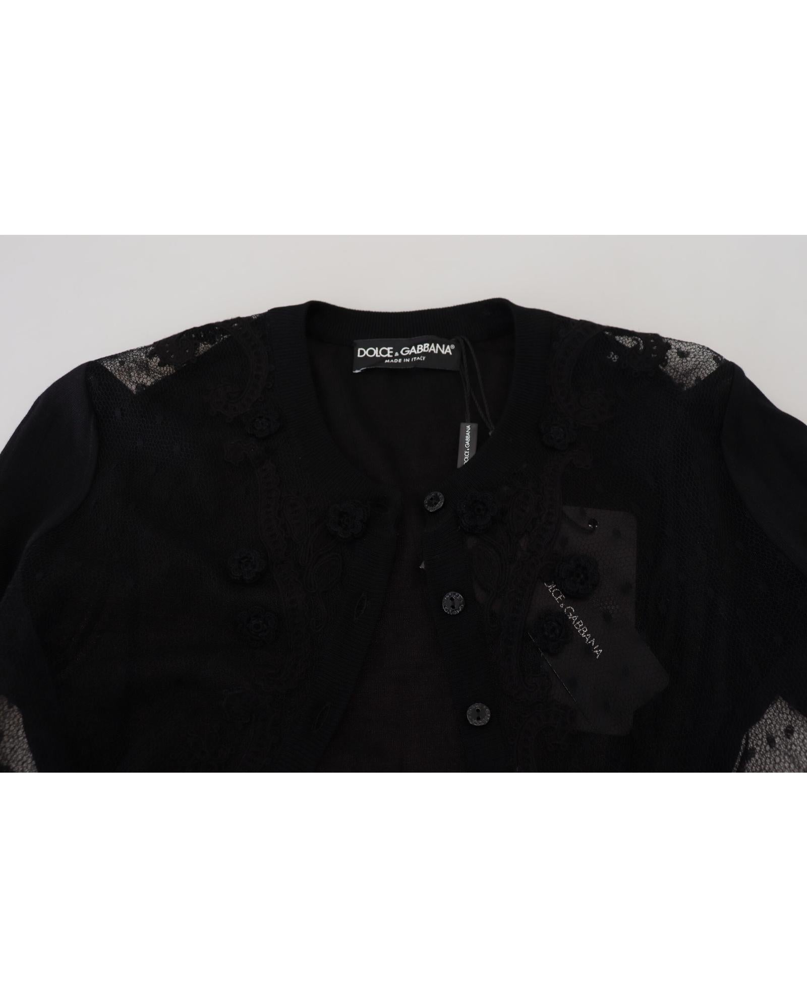 Dolce & Gabbana Women's Black Lace Trim Cardigan