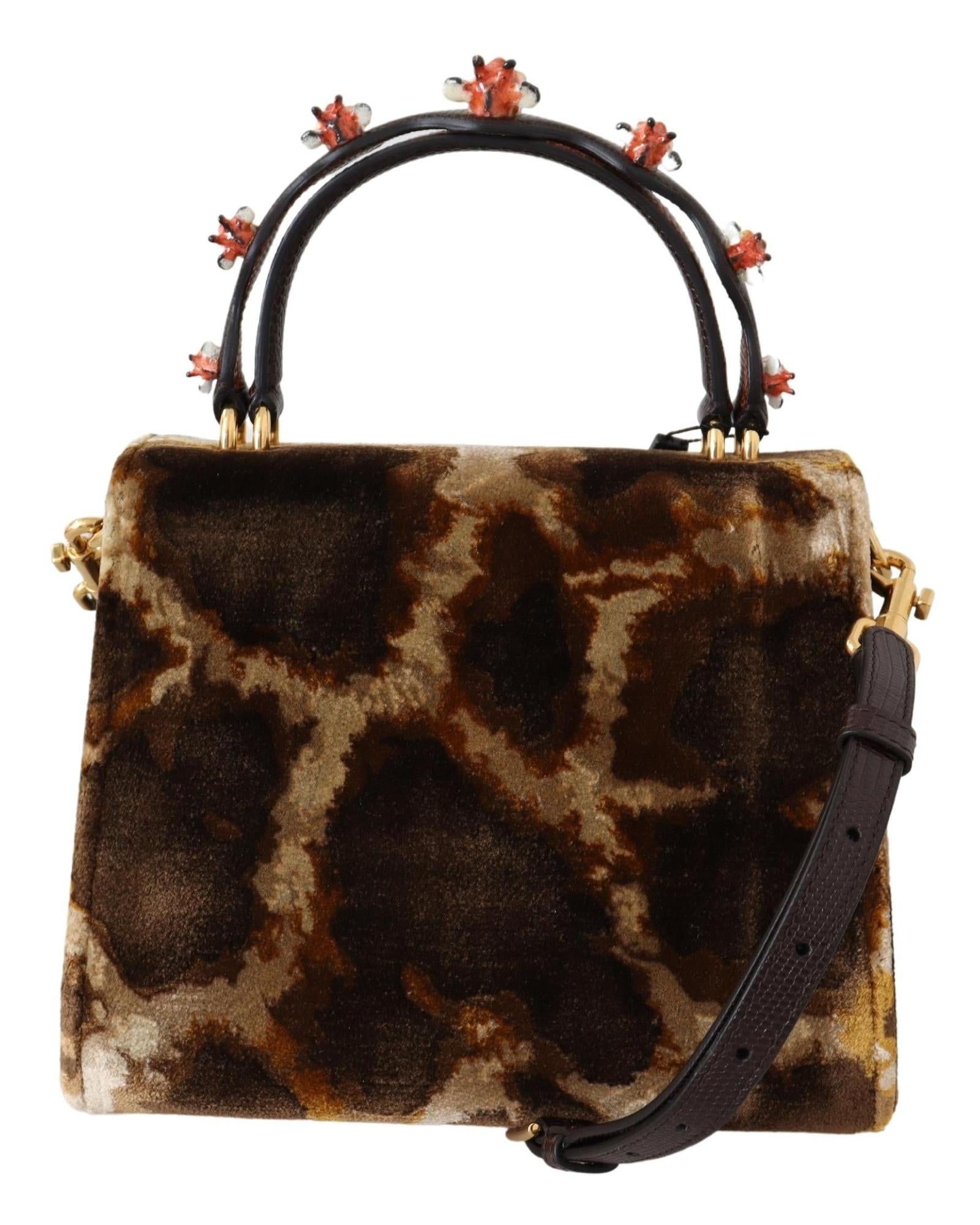 Dolce & Gabbana Devotion Small Velvet Giraffe Print Bag