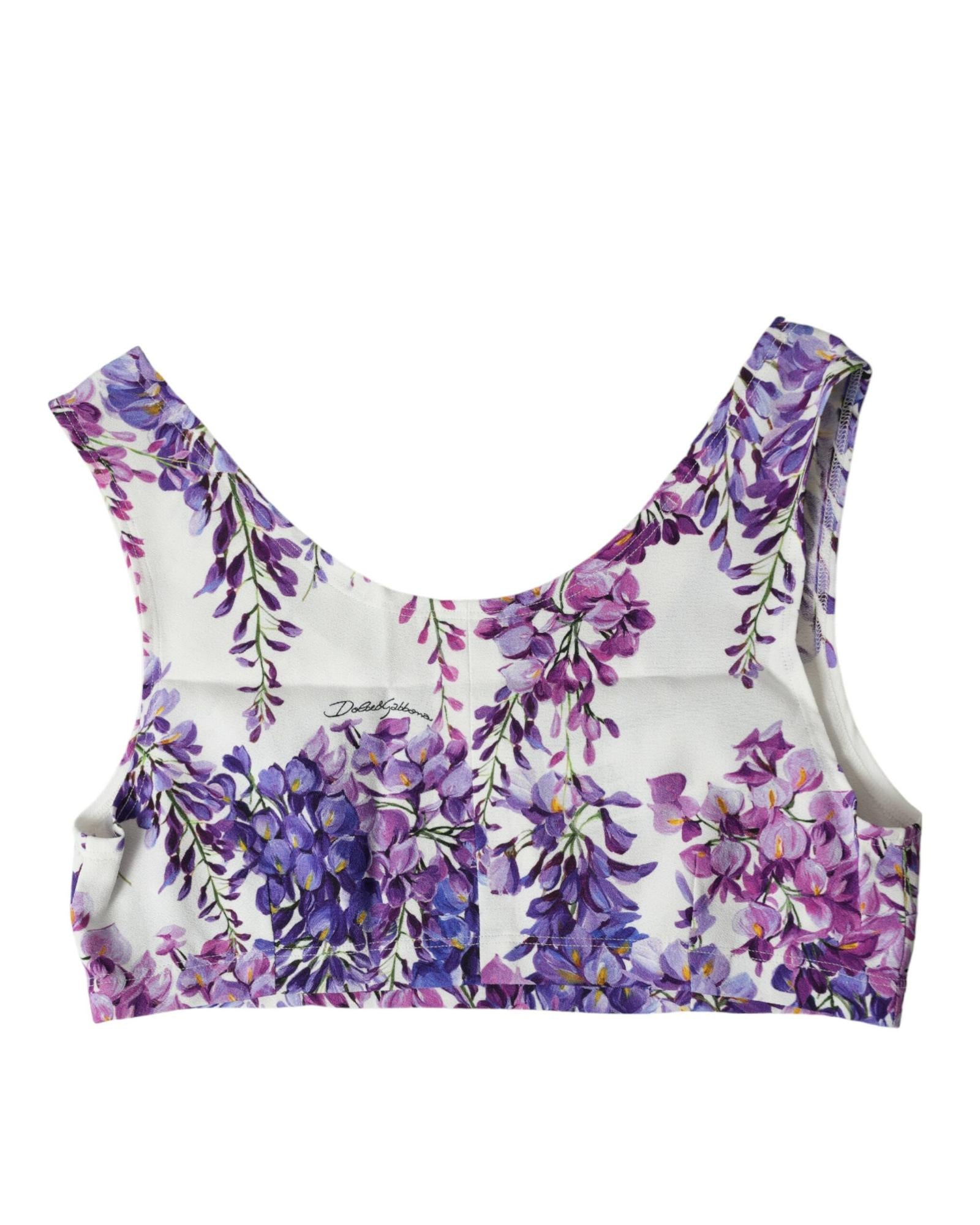 Dolce & Gabbana Wisteria Print Silk Tank Top