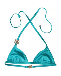 Dolce & Gabbana Triangle Bikini Top Turquoise Women Blue Swimwear