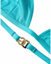 Dolce & Gabbana Triangle Bikini Top Turquoise Women Blue Swimwear