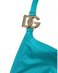 Dolce & Gabbana Triangle Bikini Top Turquoise Women Blue Swimwear