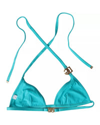Dolce & Gabbana Triangle Bikini Top Turquoise Women Blue Swimwear