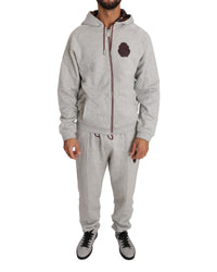 Billionaire Italian Couture Grey ZipUp Hoodie and Joggers Tracksuit Men Gray Sweatsuits