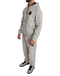 Billionaire Italian Couture Grey ZipUp Hoodie and Joggers Tracksuit Men Gray Sweatsuits