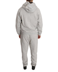Billionaire Italian Couture Grey ZipUp Hoodie and Joggers Tracksuit Men Gray Sweatsuits
