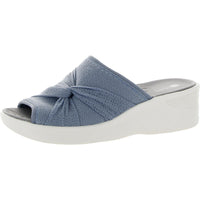 Smile II Womens Slip On Wedge Sandals 8 Medium Dusty Blue