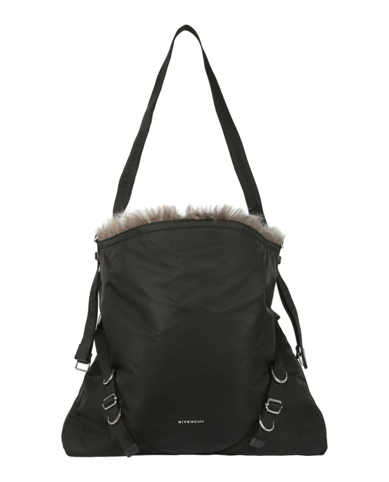 Givenchy Mens Large Voyou Bag in Nylon and Faux Fur