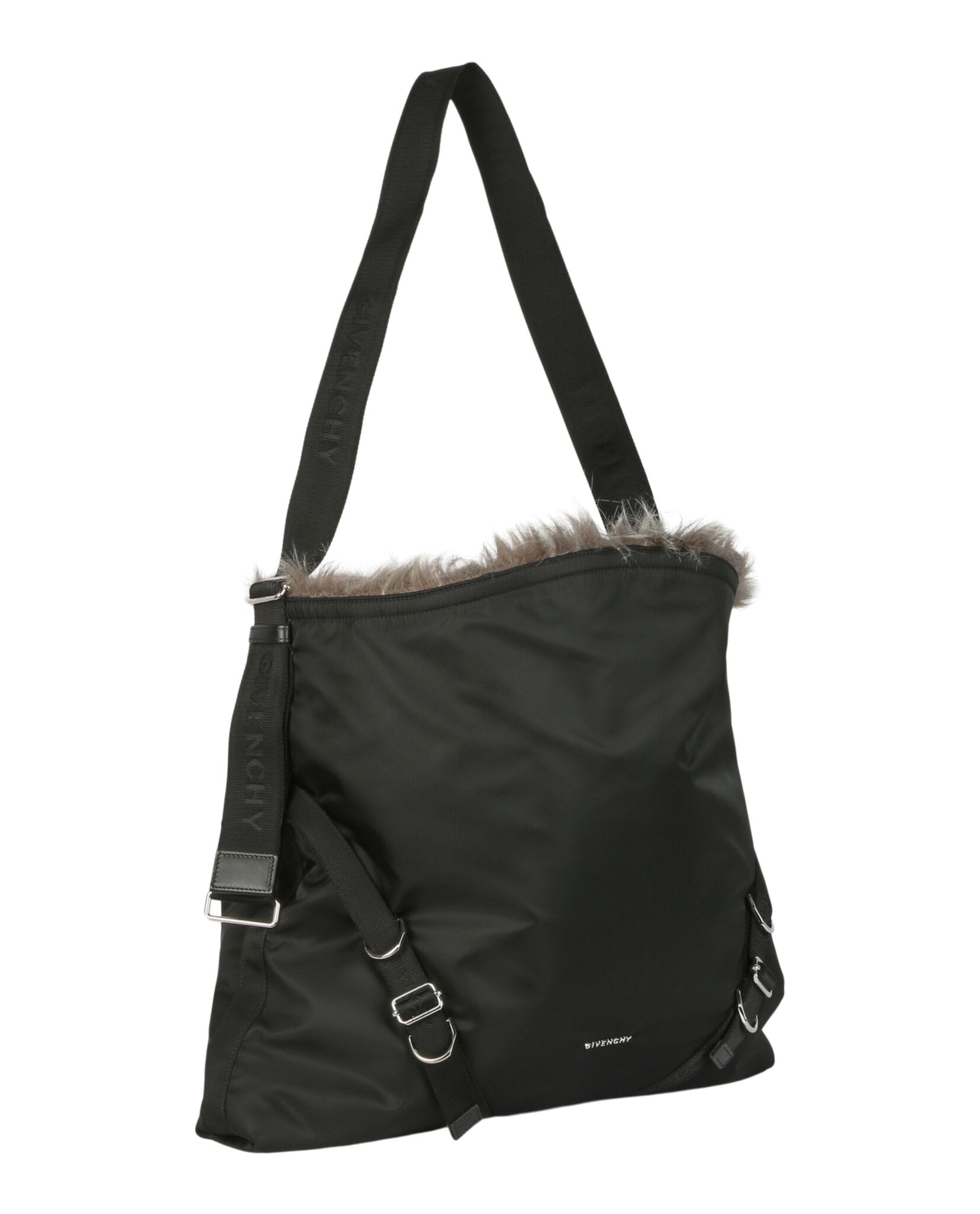 Givenchy Mens Large Voyou Bag in Nylon and Faux Fur