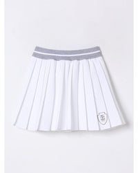 Brunello Cucinelli Pleated Skirt with Logo Detail Kids White