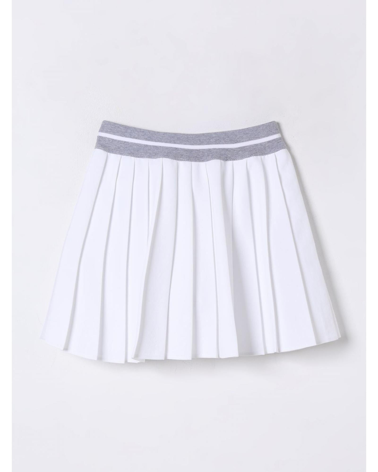 Brunello Cucinelli Pleated Skirt with Logo Detail Kids White