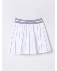 Brunello Cucinelli Pleated Skirt with Logo Detail Kids White