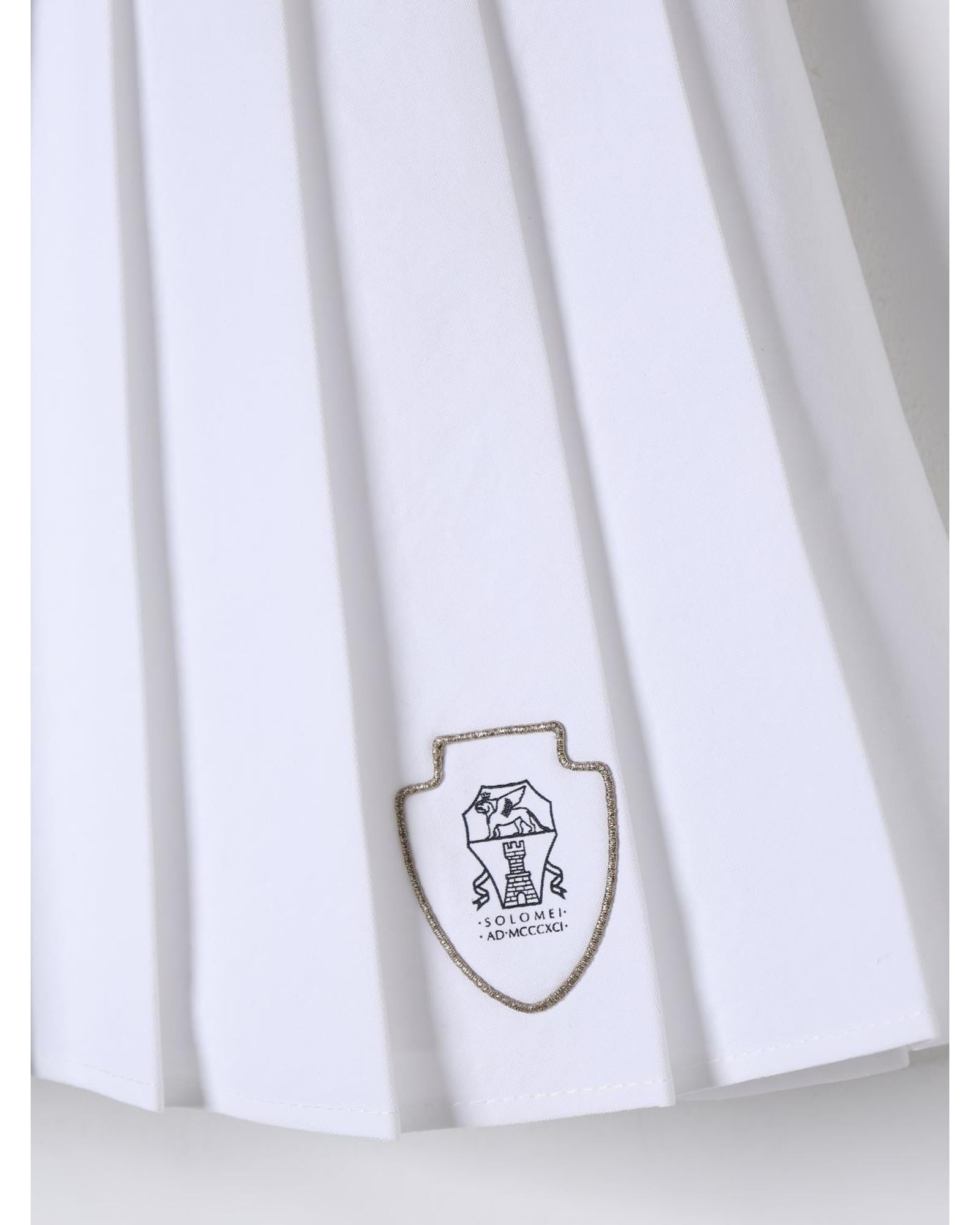 Brunello Cucinelli Pleated Skirt with Logo Detail Kids White