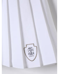 Brunello Cucinelli Pleated Skirt with Logo Detail Kids White