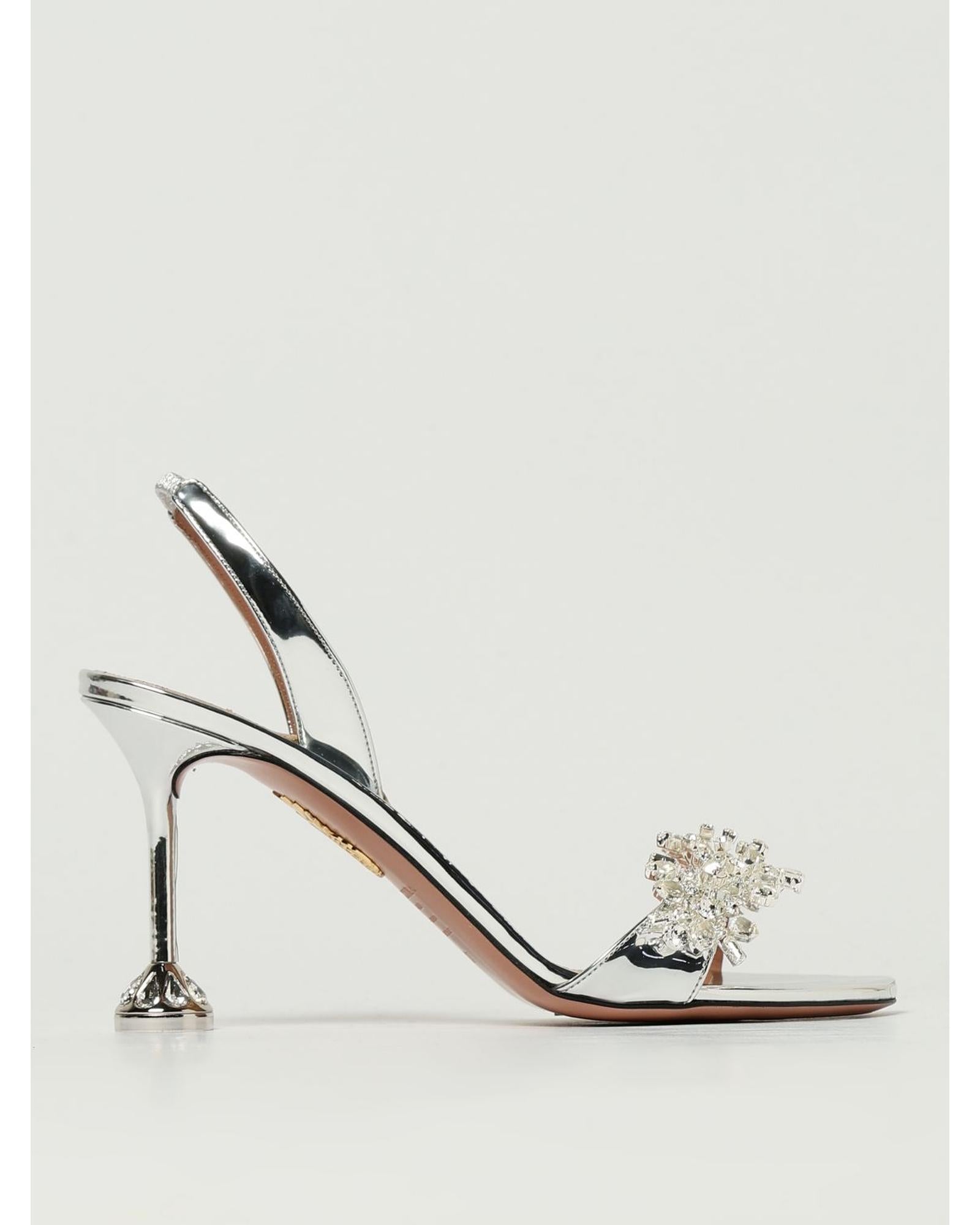 Aquazzura Blossom Sandal with Embellishment Women Silver Heels