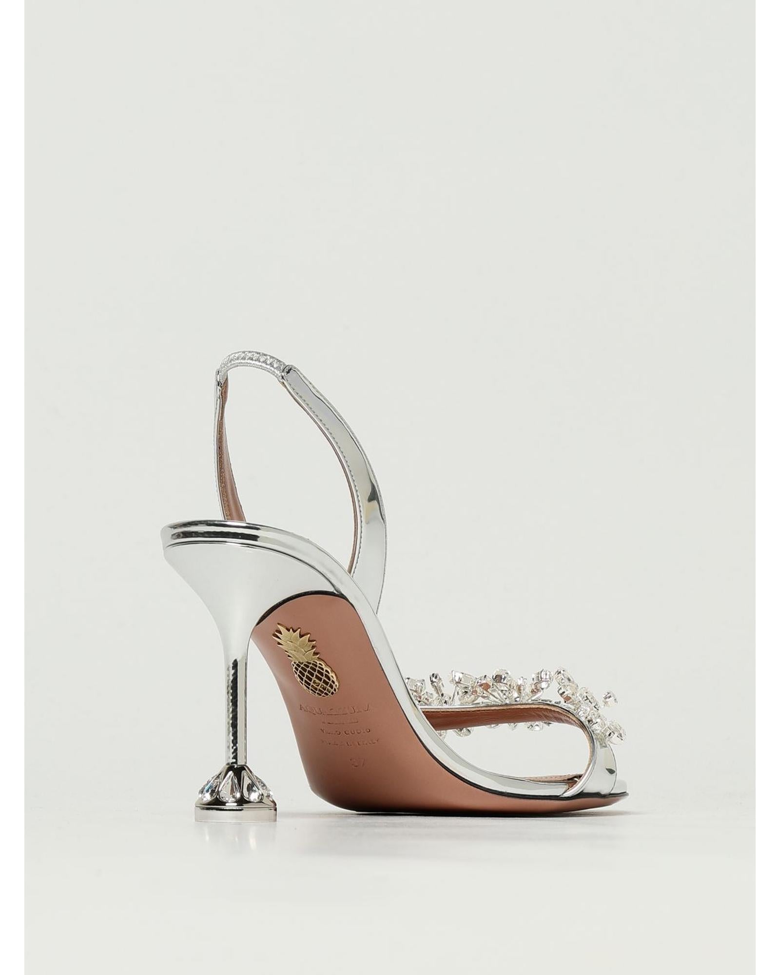 Aquazzura Blossom Sandal with Embellishment Women Silver Heels