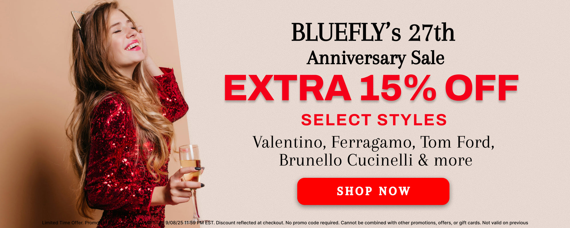 bluefly 27th anniversary 15 percent off sale