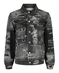 Givenchy Mens Distressed Denim Jacket Black Multi