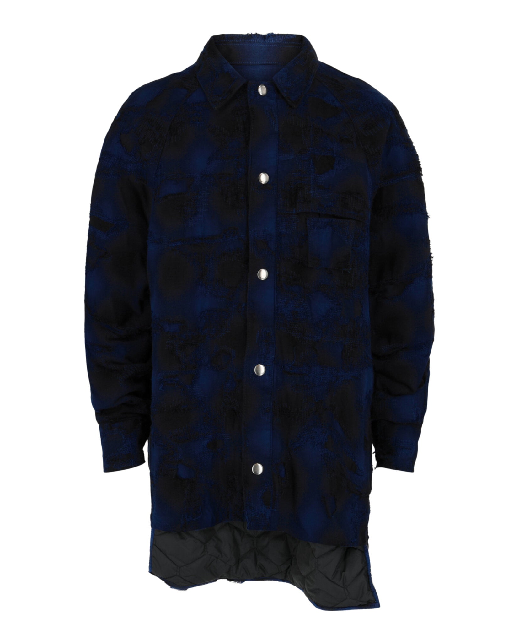 Givenchy Mens Distressed Hi-Low Jacket Blue