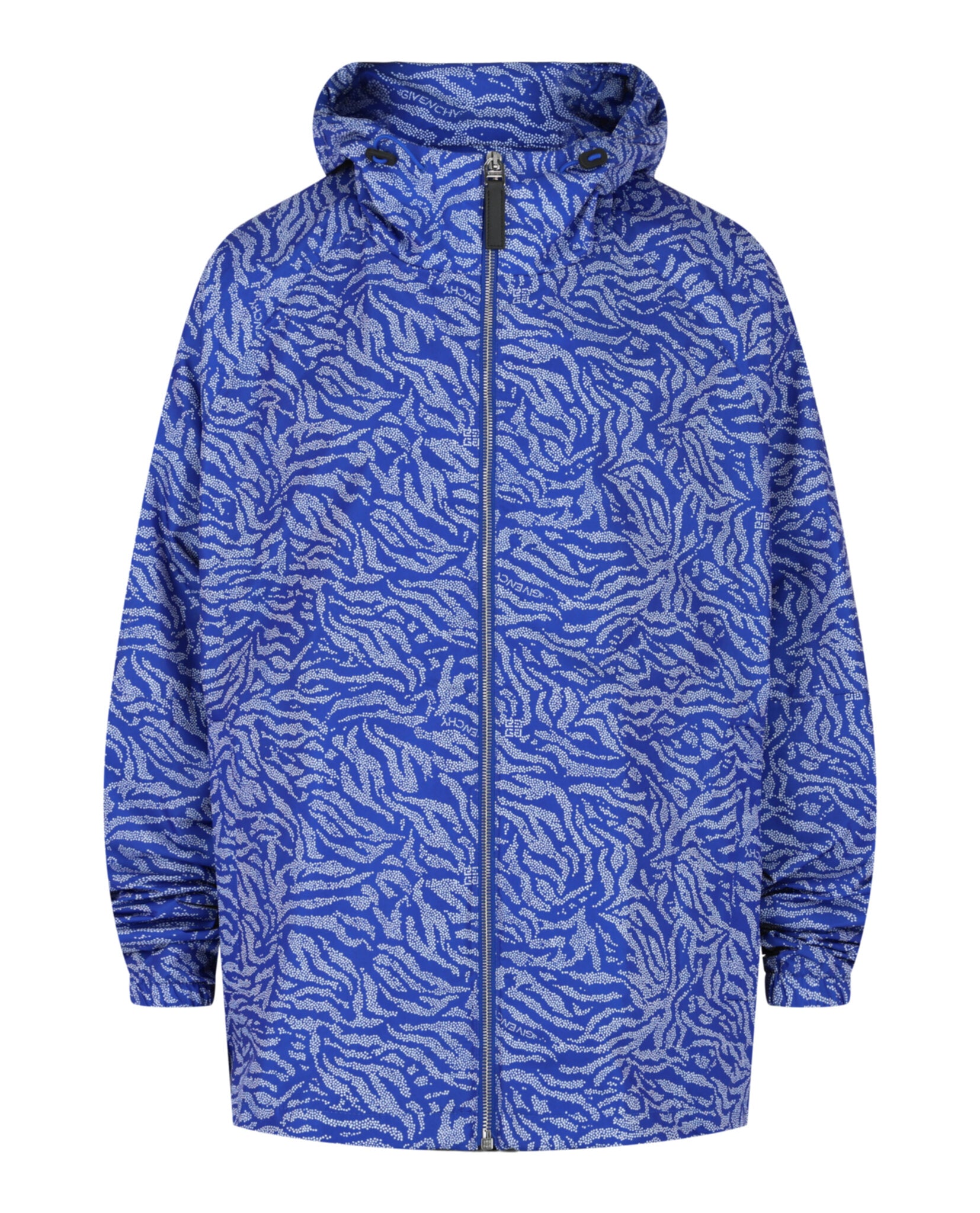 Givenchy Mens Hooded Printed Windbreaker Blue White