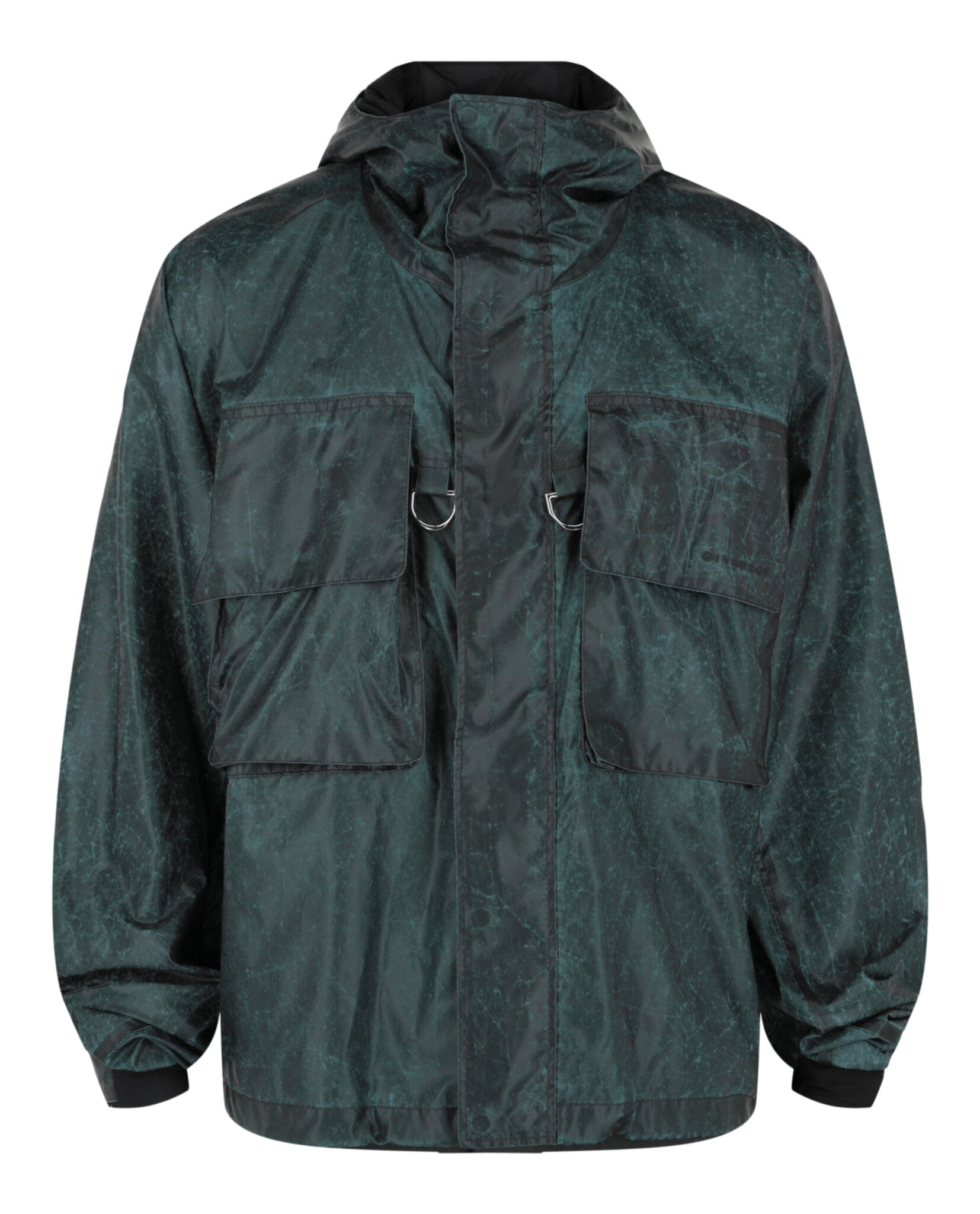 Givenchy Mens Crinkle Printed Windbreaker Silver
