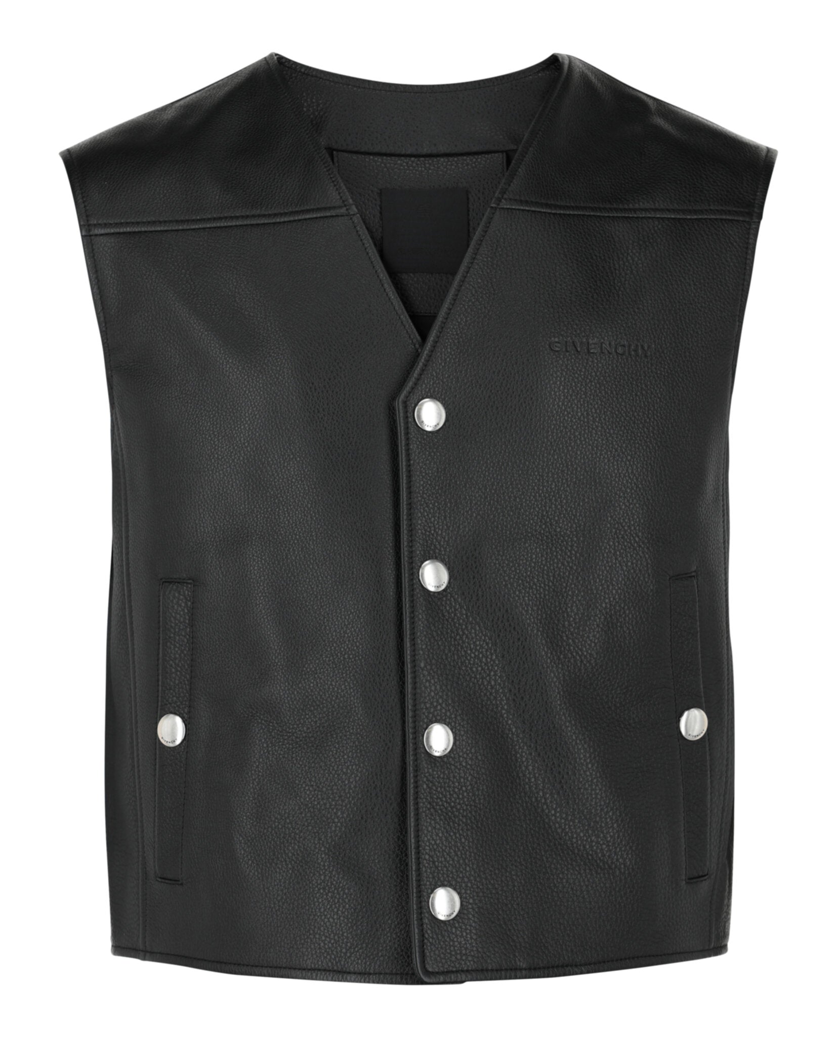 Givenchy Mens Logo Leather Snap Vest