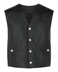 Givenchy Mens Logo Leather Snap Vest