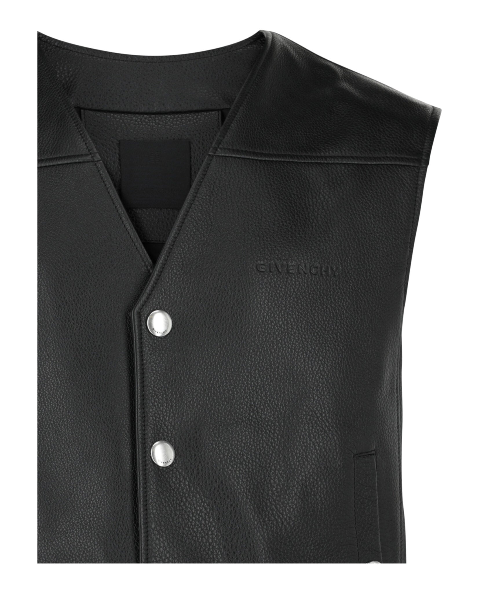 Givenchy Mens Logo Leather Snap Vest