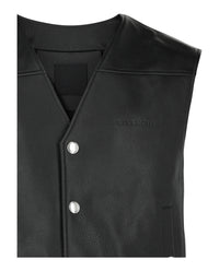 Givenchy Mens Logo Leather Snap Vest