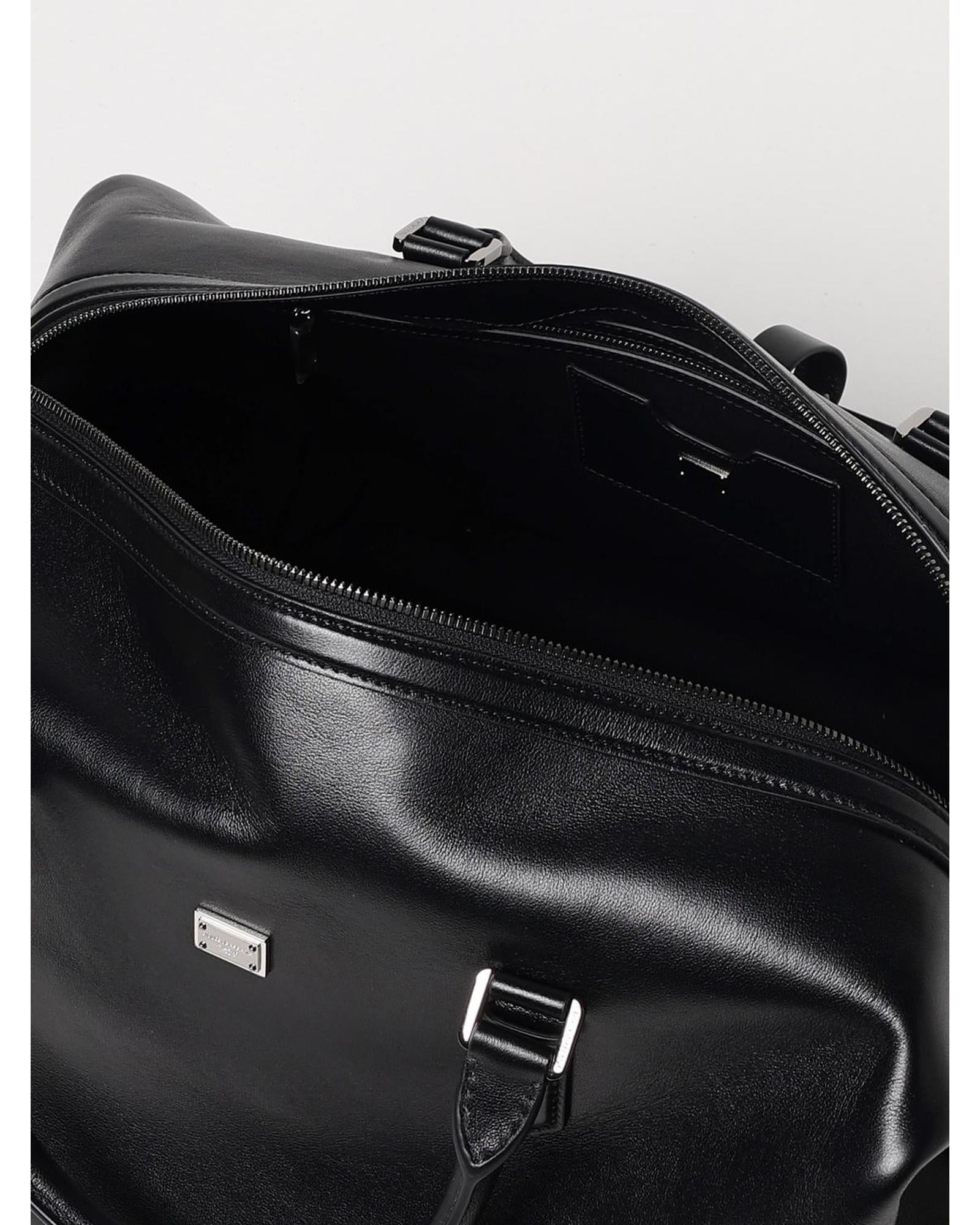 Dolce & Gabbana Leather Travel Duffel Bag Men Black