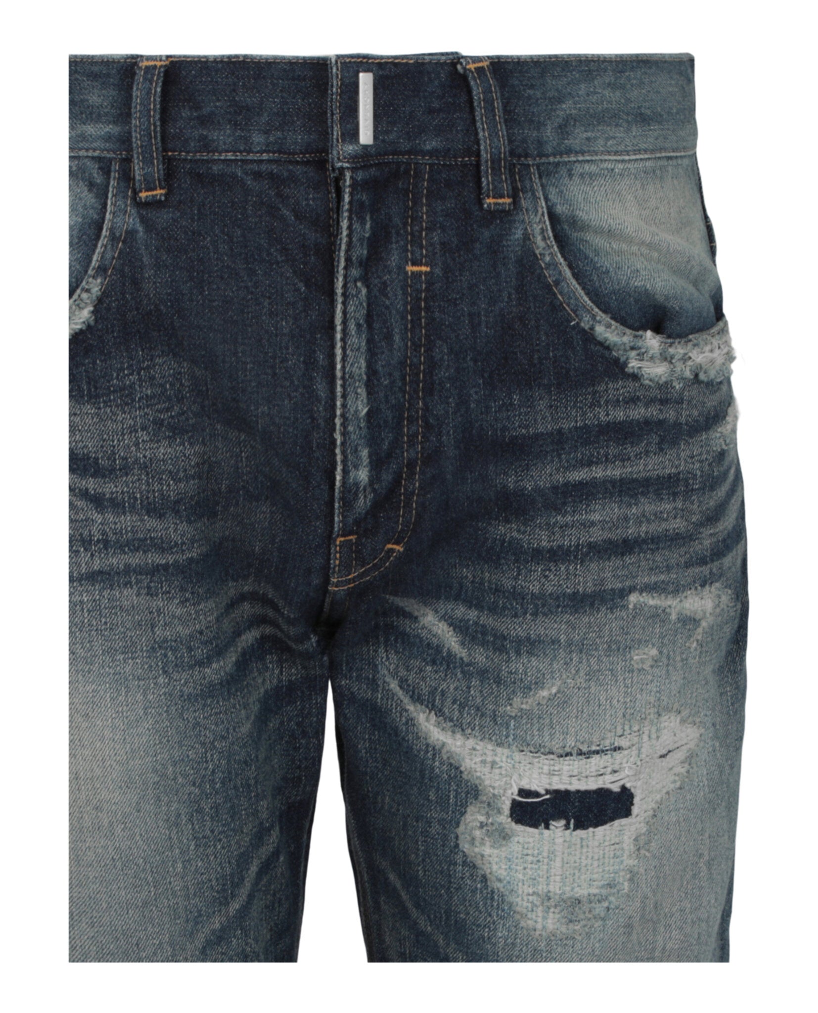 Givenchy Mens Distressed Straight Fit 5 Pocket Jeans