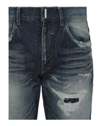 Givenchy Mens Distressed Straight Fit 5 Pocket Jeans