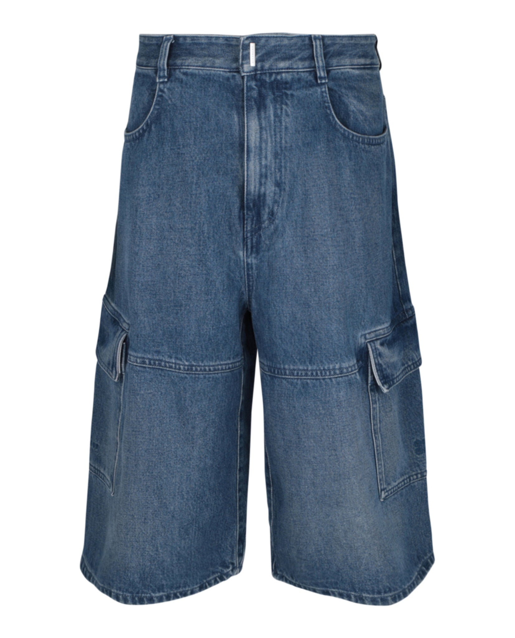Givenchy Mens Multicutted Denim Cargo Shorts