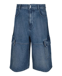 Givenchy Mens Multicutted Denim Cargo Shorts