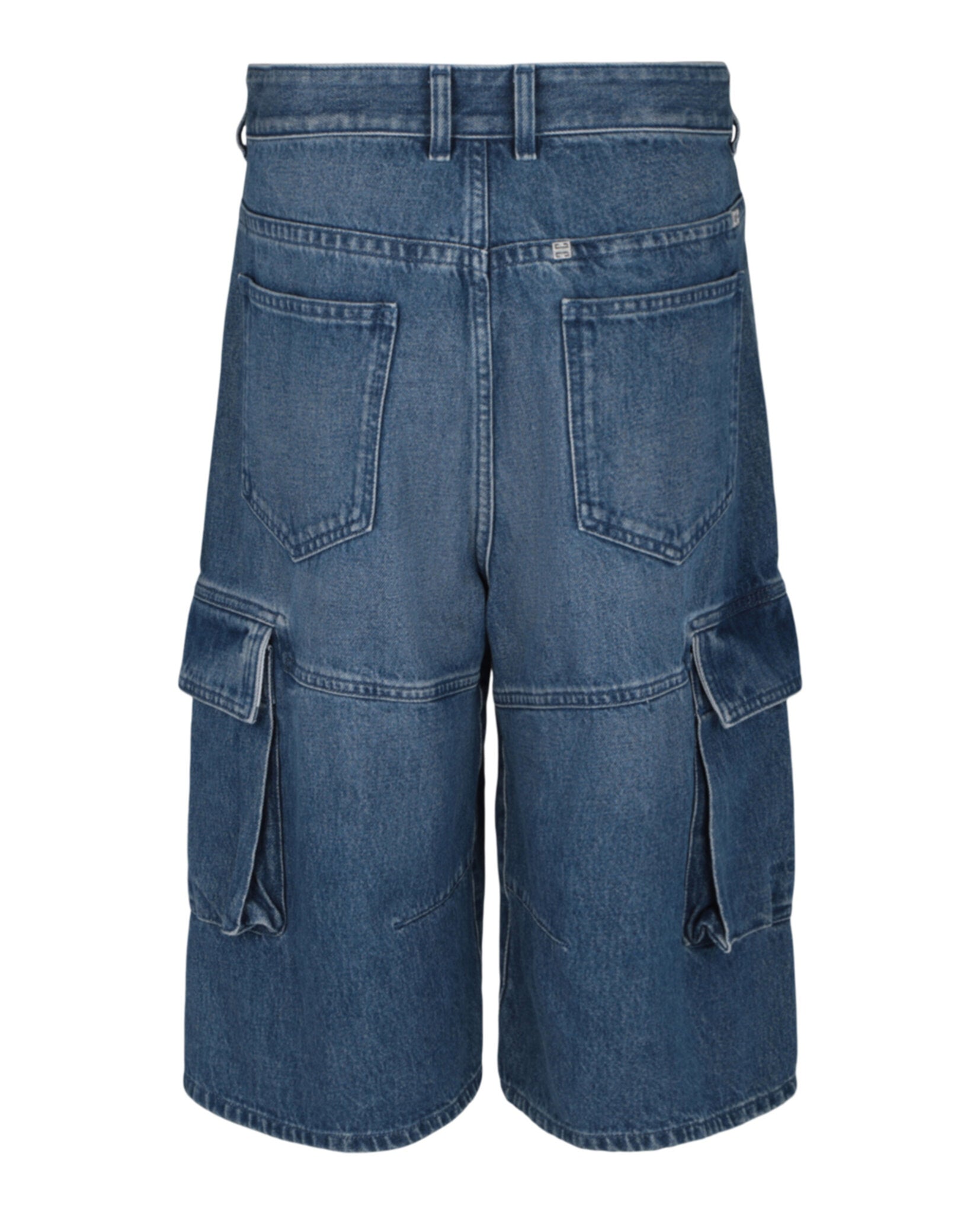 Givenchy Mens Multicutted Denim Cargo Shorts