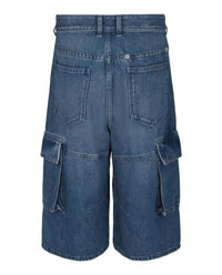 Givenchy Mens Multicutted Denim Cargo Shorts